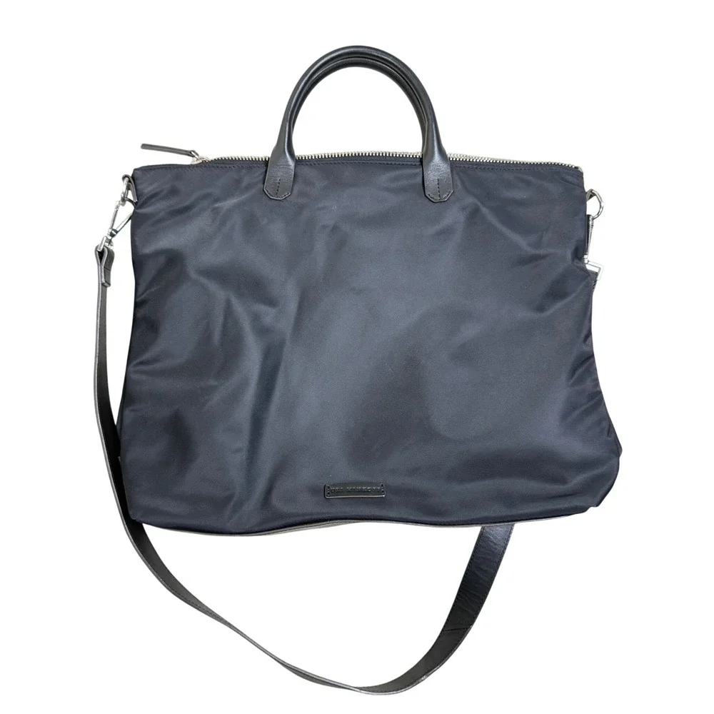 Uri Minkoff Black Nylon Leather Large Tote Bag Commuter Business Travel Office